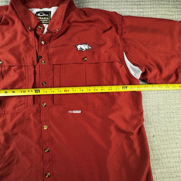 Drake Waterfowl Arkansas Button-Up Shirt Mens 3XL Razorbacks Vented Pockets - Picture 3 of 11
